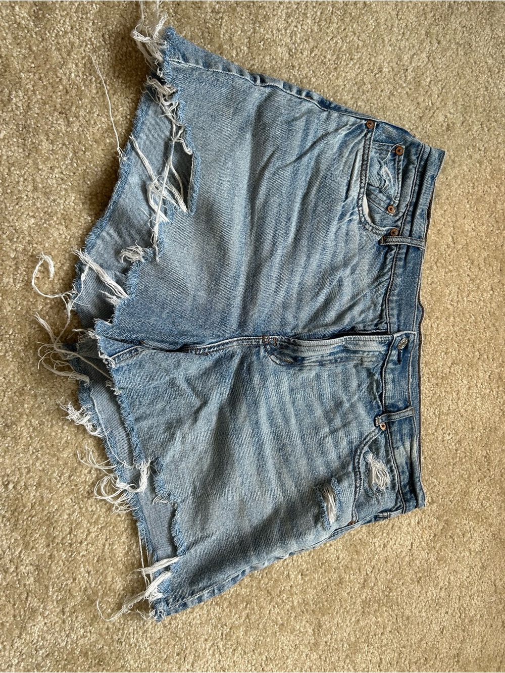 American Eagle Outfitters Light Blue Distressed Denim Cutoff Shorts